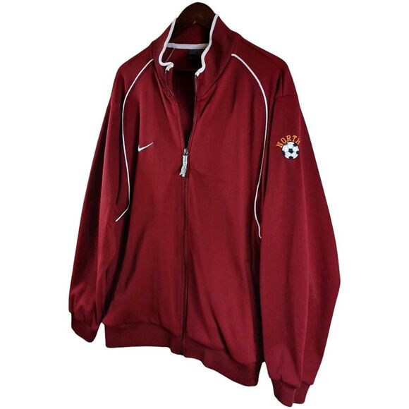 Nike Soccer Track Jacket Men's XL Maroon White Piping | North Team Warm-Up Zip - Picture 11 of 13